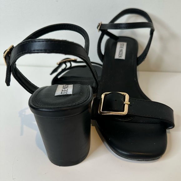 Steve Madden Black Strappy Sandals with Gold Buckle - Picture 11 of 12